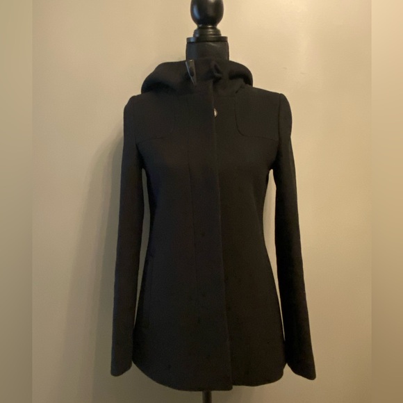 New Artizia Babaton Italian Virgin Wool & Cashmere Lined Coat Jacket Black XS - Picture 6 of 7